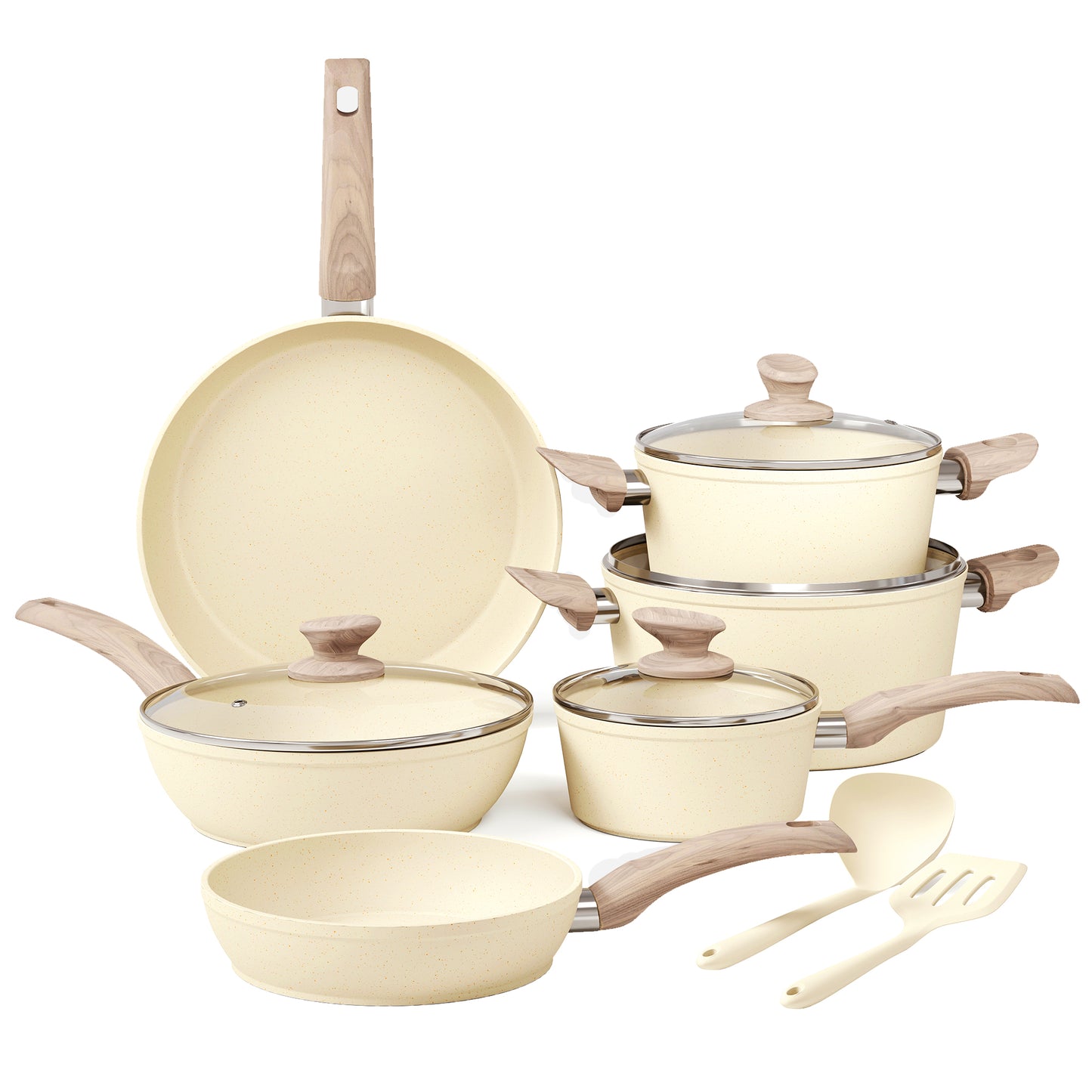 Captiva Designs 12 Pieces Nonstick Granite Cookware Set with Heat-Resistant Bakelite Handle