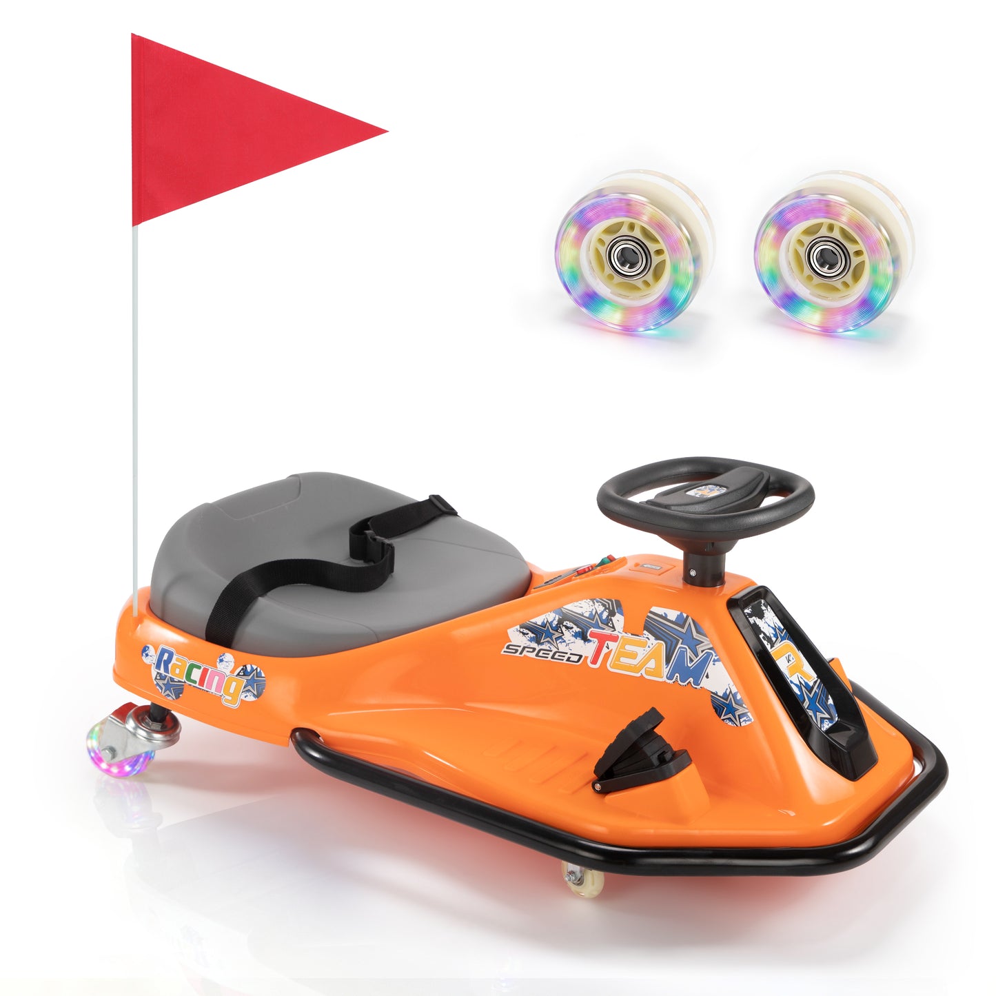 Captiva Designs Kids Electric Drifting Go Kart, 24V Ride On Drift Car with Upgraded Glowing Wheels, Music, LED Lights, Stepless Speeds Up to 9.3 Mph