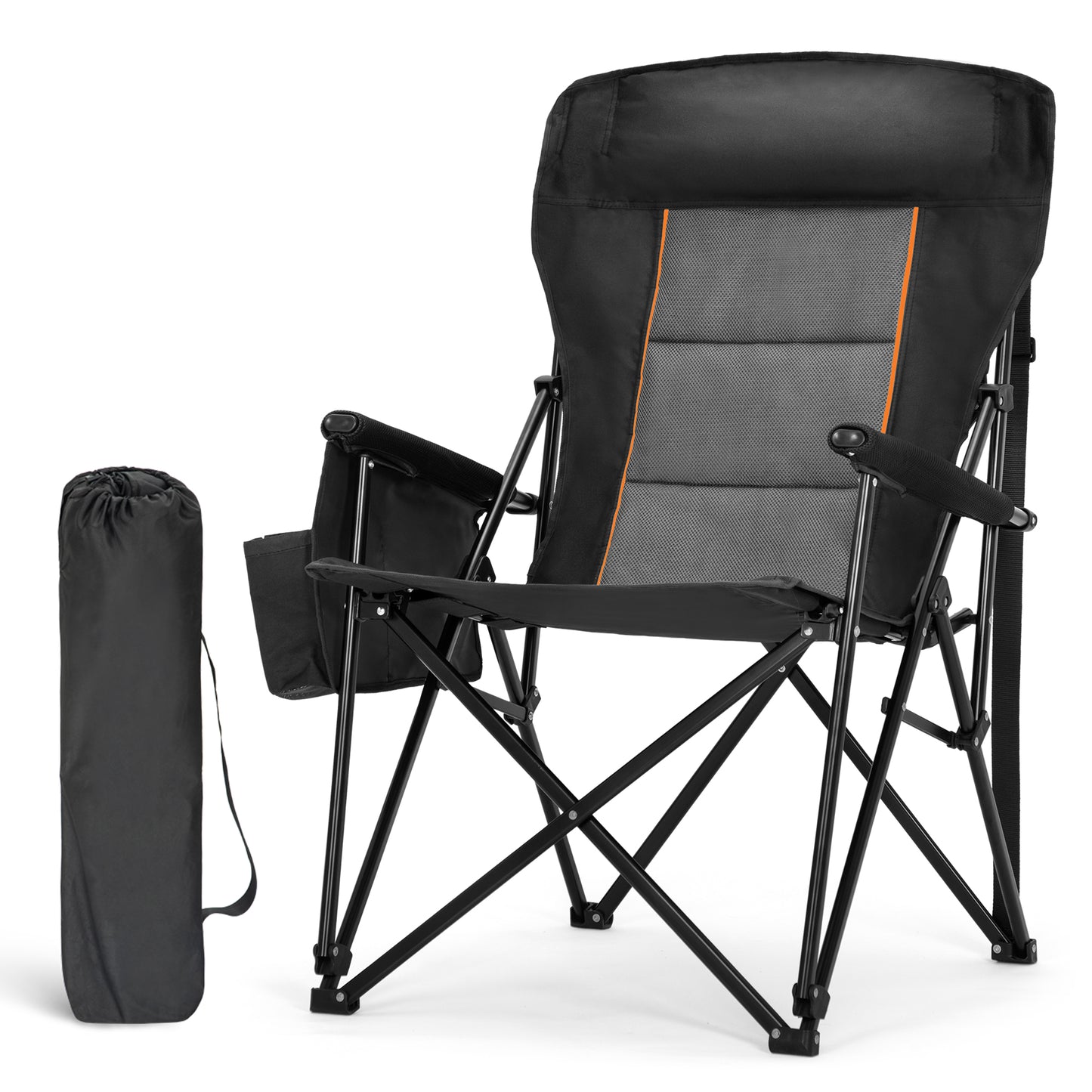 Captiva Designs Heavy Duty XL Camping Chair with Headrest, Cup Holder & Side Pocket, 500 lbs Capacity