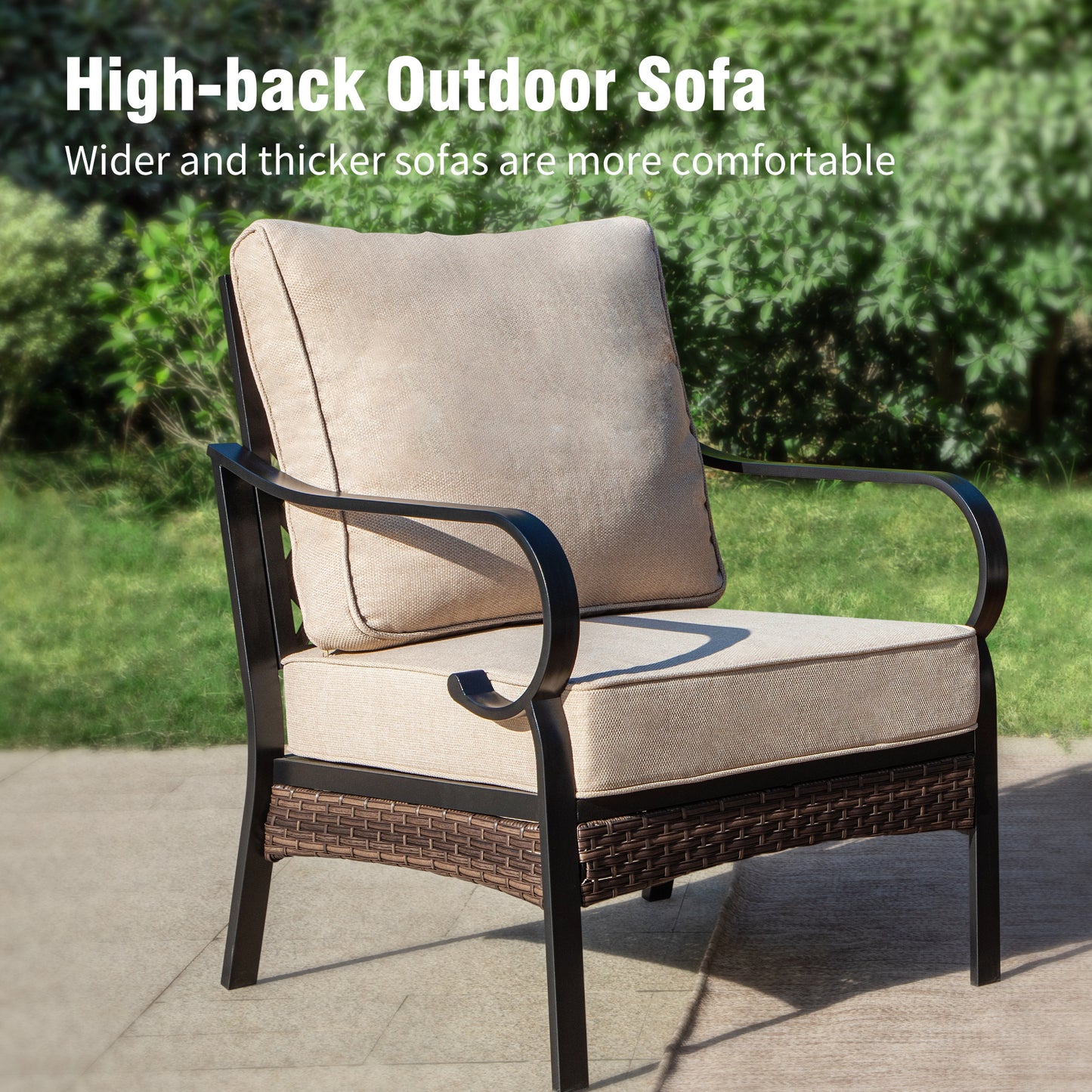 Captiva Designs 4 Piece All Weather Wicker Metal Patio Outdoor Furniture Conversation Set for Backyard, Garden, Deck