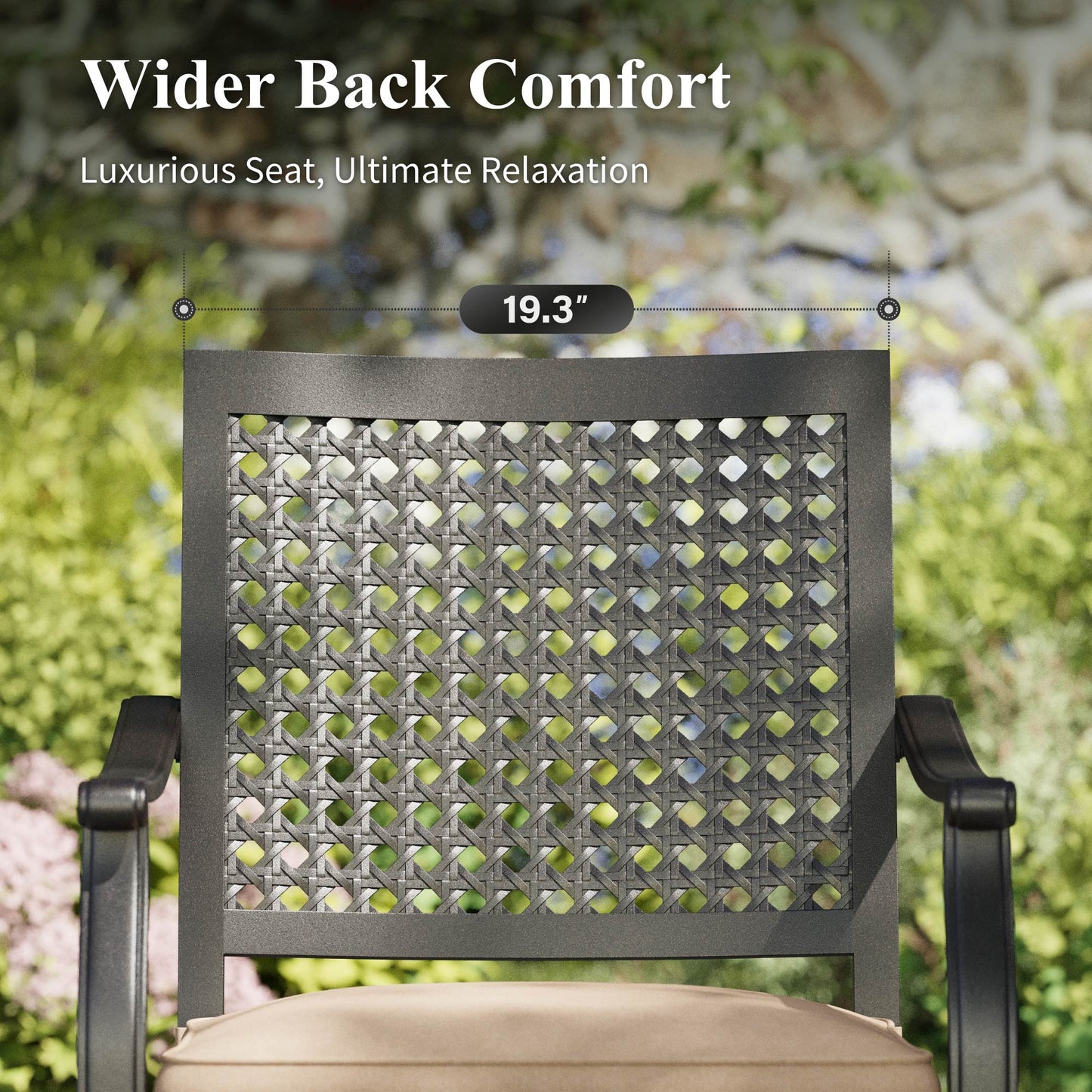 Captiva Designs 7pc Patio Dining Set with Wood-look Rectangle Steel Table & Stylish Back Metal Chairs