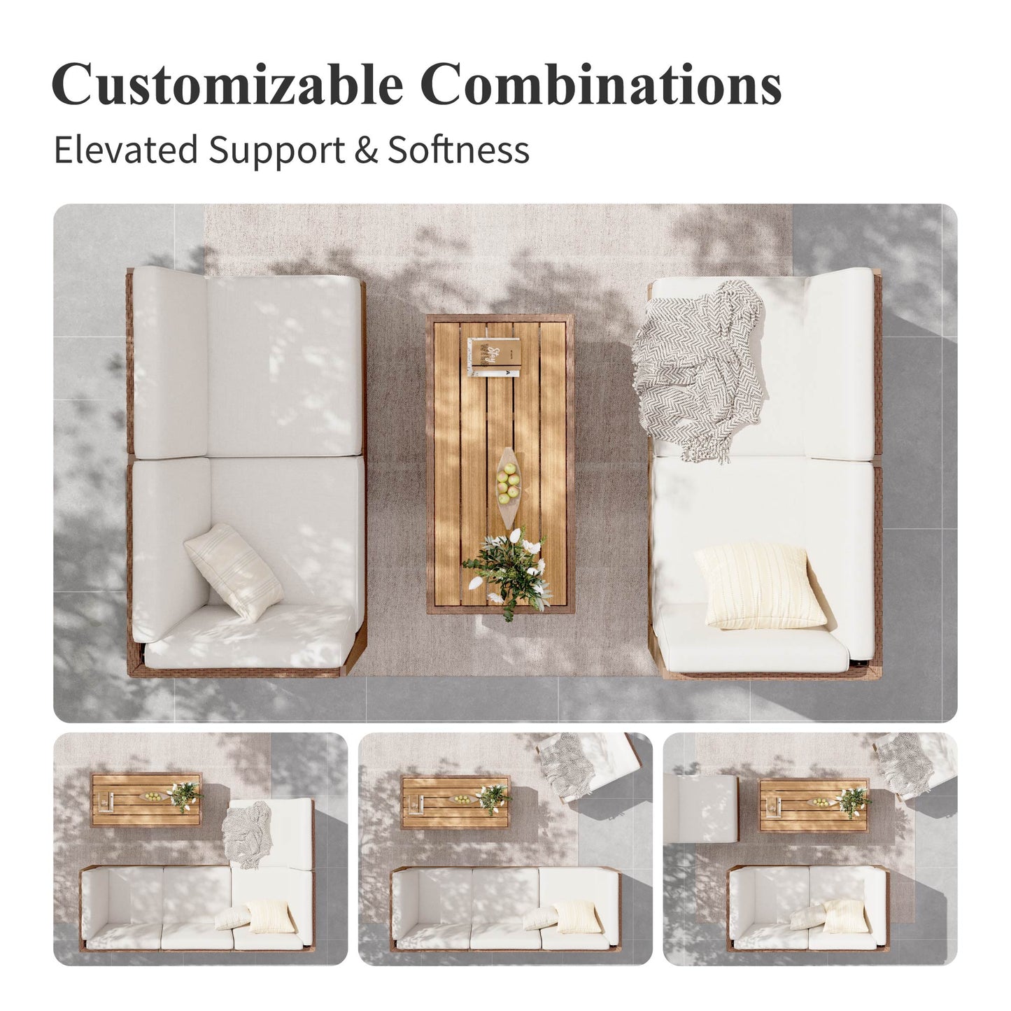 Captiva Designs All Weather Wicker & HDPE Patio Outdoor Sectional  Conversation Set with Ultra-Thick Cushion for Deck Lawn Backyard