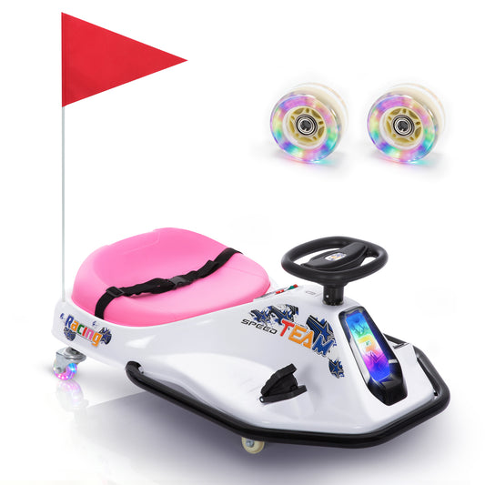 Captiva Designs Kids Electric Drifting Go Kart, 24V Ride On Drift Car with Upgraded Glowing Wheels, Music, LED Lights, Stepless Speeds Up to 9.3 Mph