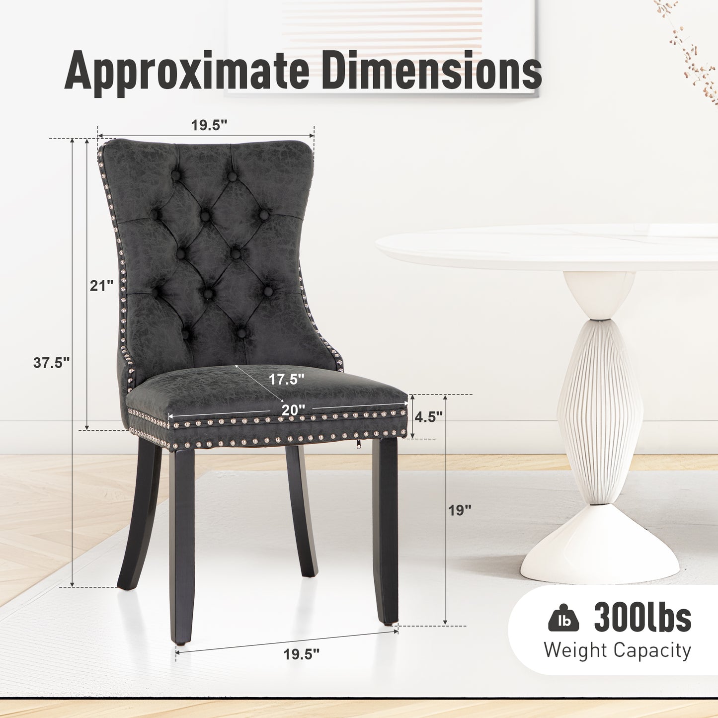 Captiva Designs Indoor High Back Dining Chairs with PU Leather & Padded Seat & Solid Curved Wood Legs