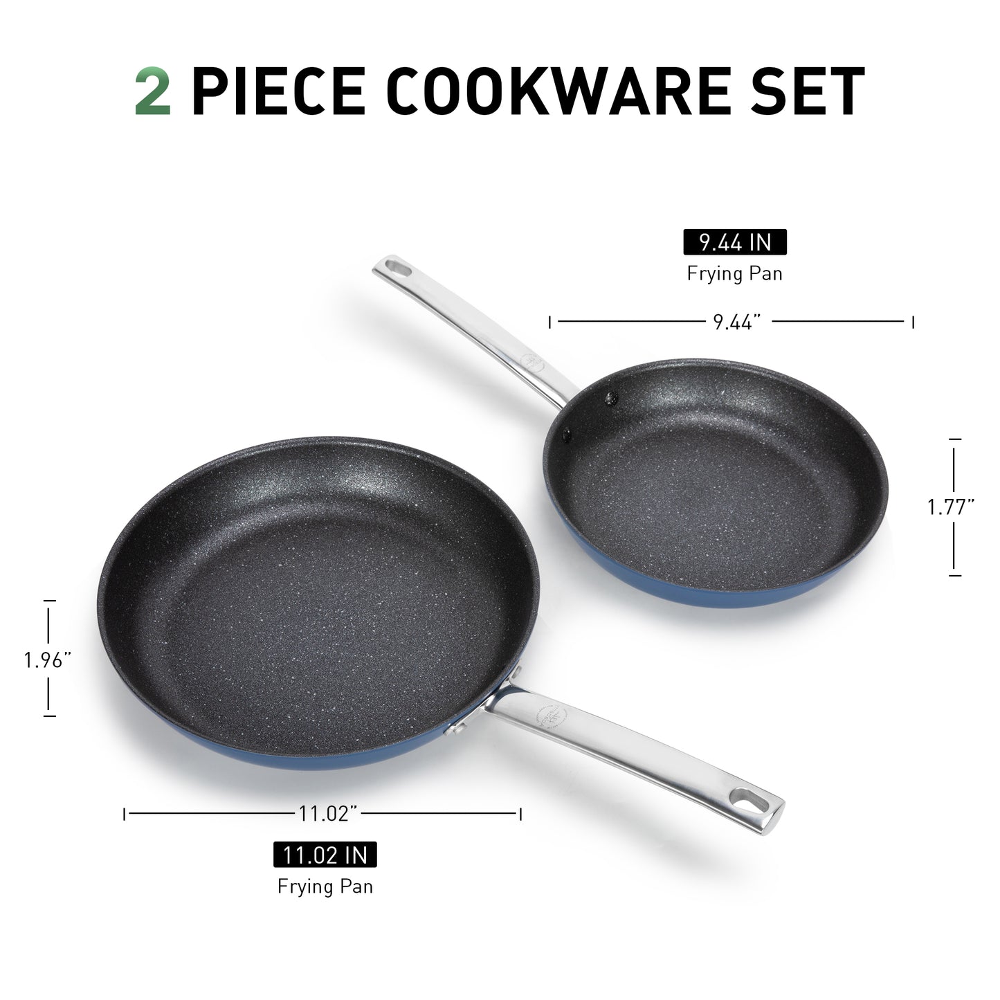 Captiva Designs Plasma Titanium Coating Nonstick Pots and Pans Cookware Set, Blue