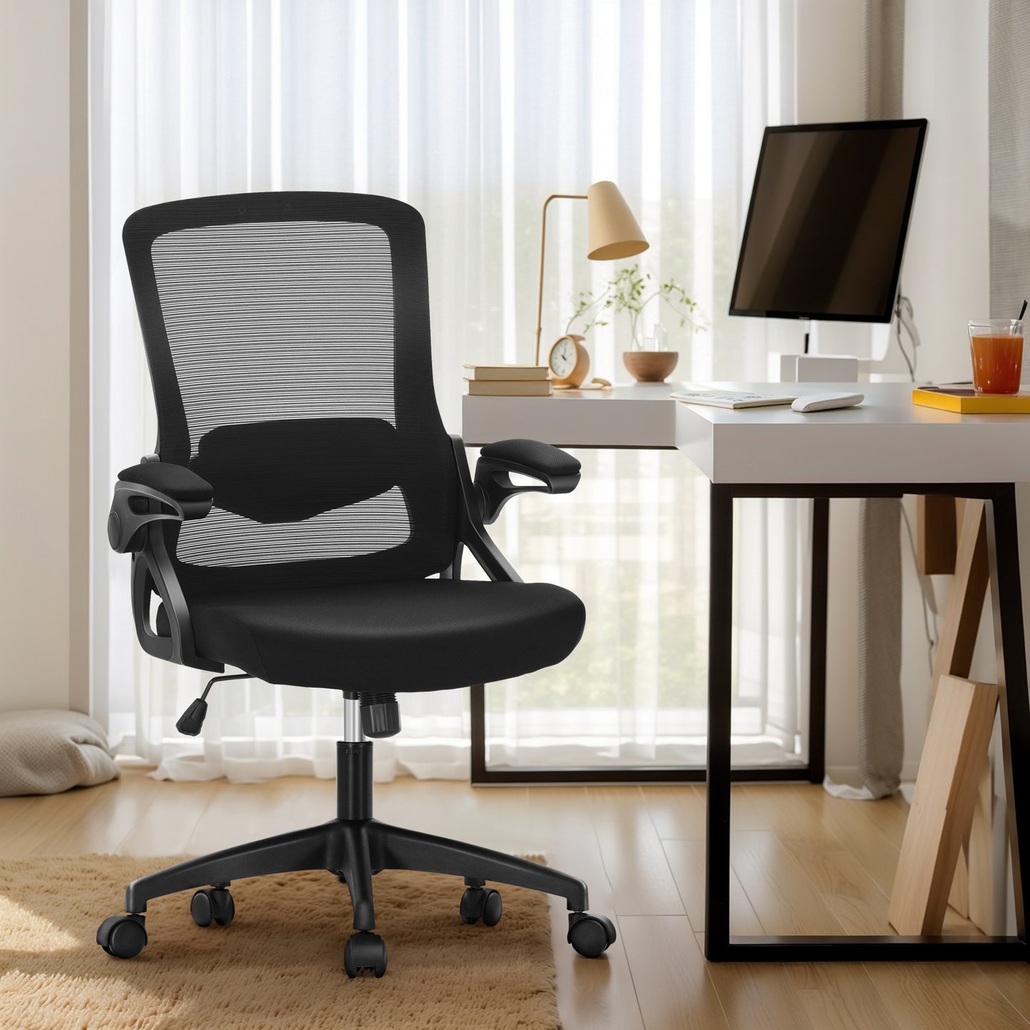 Captiva Designs Ergonomic Office Chair Adjustable Height & Armrest Swivel Chair, Black