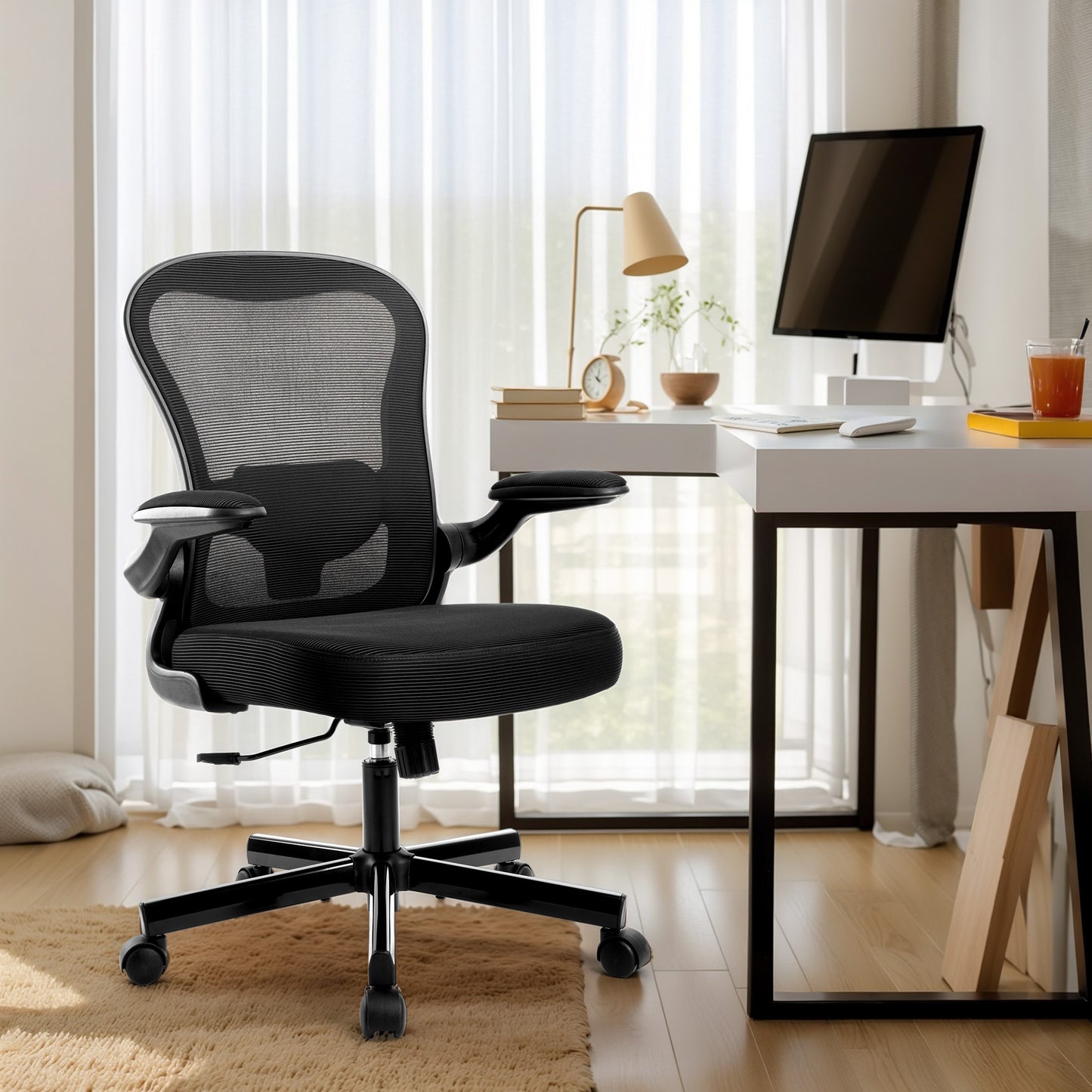 Captiva Designs Ergonomic Office Chair Adjustable Height & Armrest Swivel Chair, Black