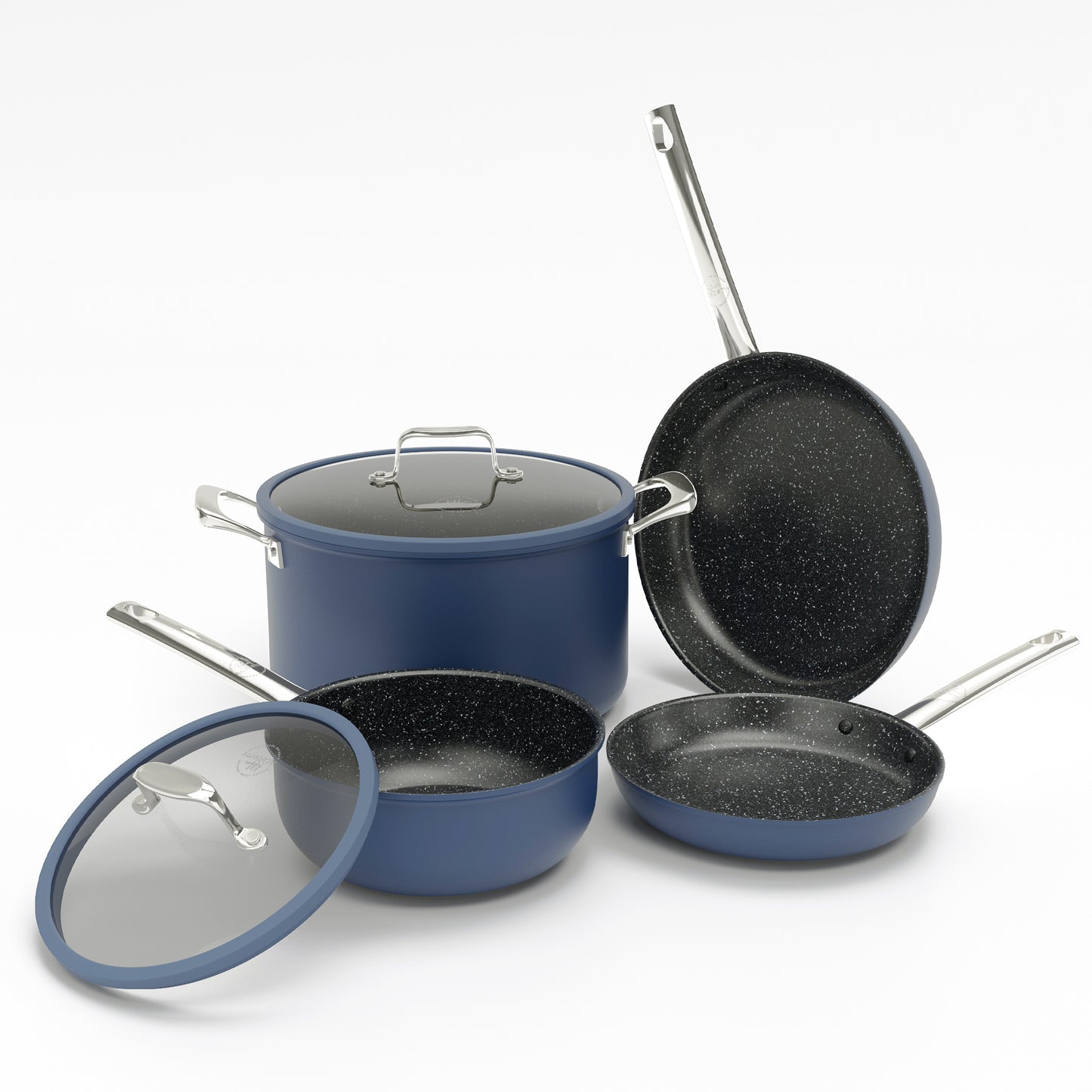 Captiva Designs Plasma Titanium Coating Nonstick Pots and Pans Cookware Set, Blue