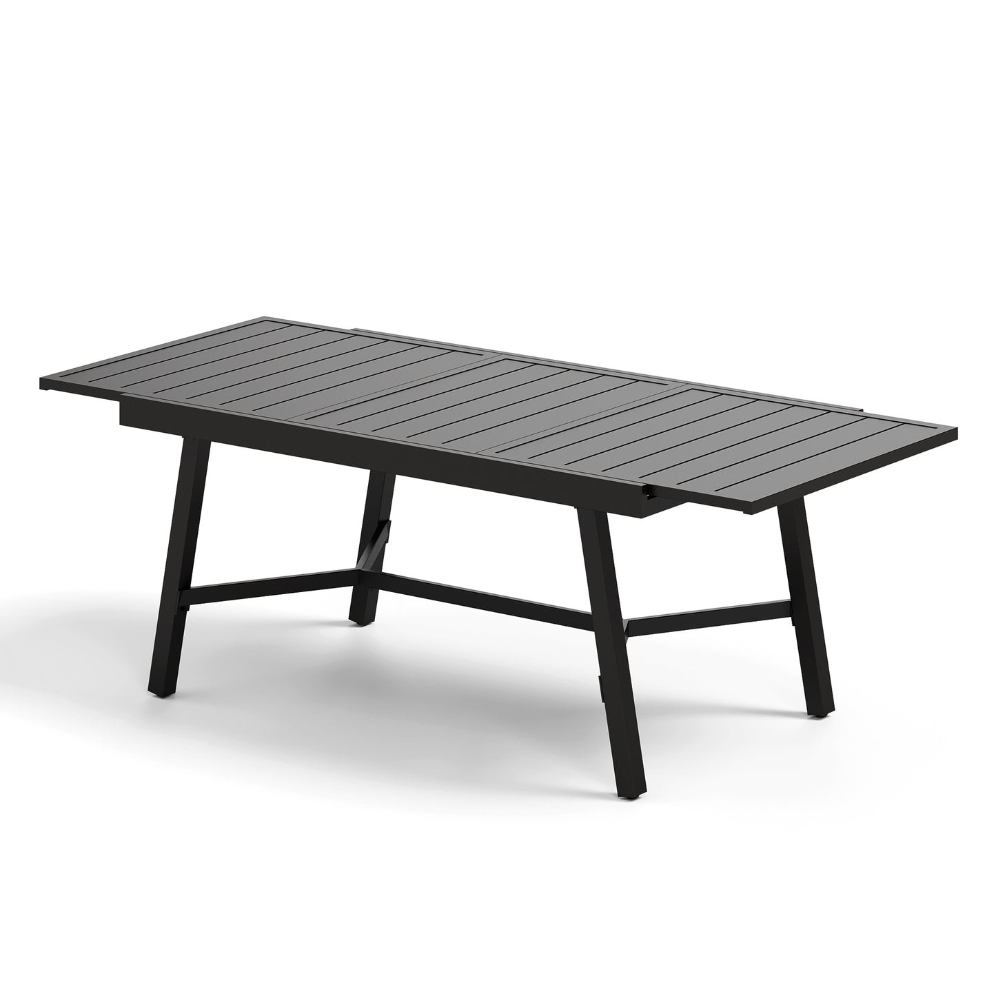 Captiva Designs 1pc Outdoor Patio Dining Spacious Rectangle Black Metal Table with Steel Frame