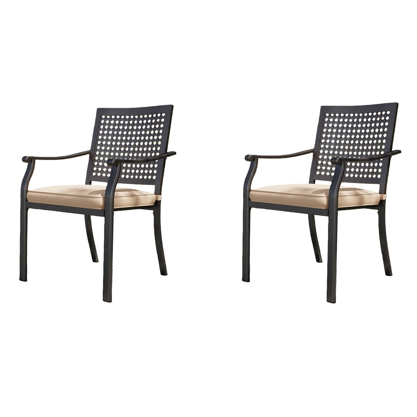 Captiva Designs 2pc Outdoor Patio Dining Chairs with Steel Frame and Ventilated Backs