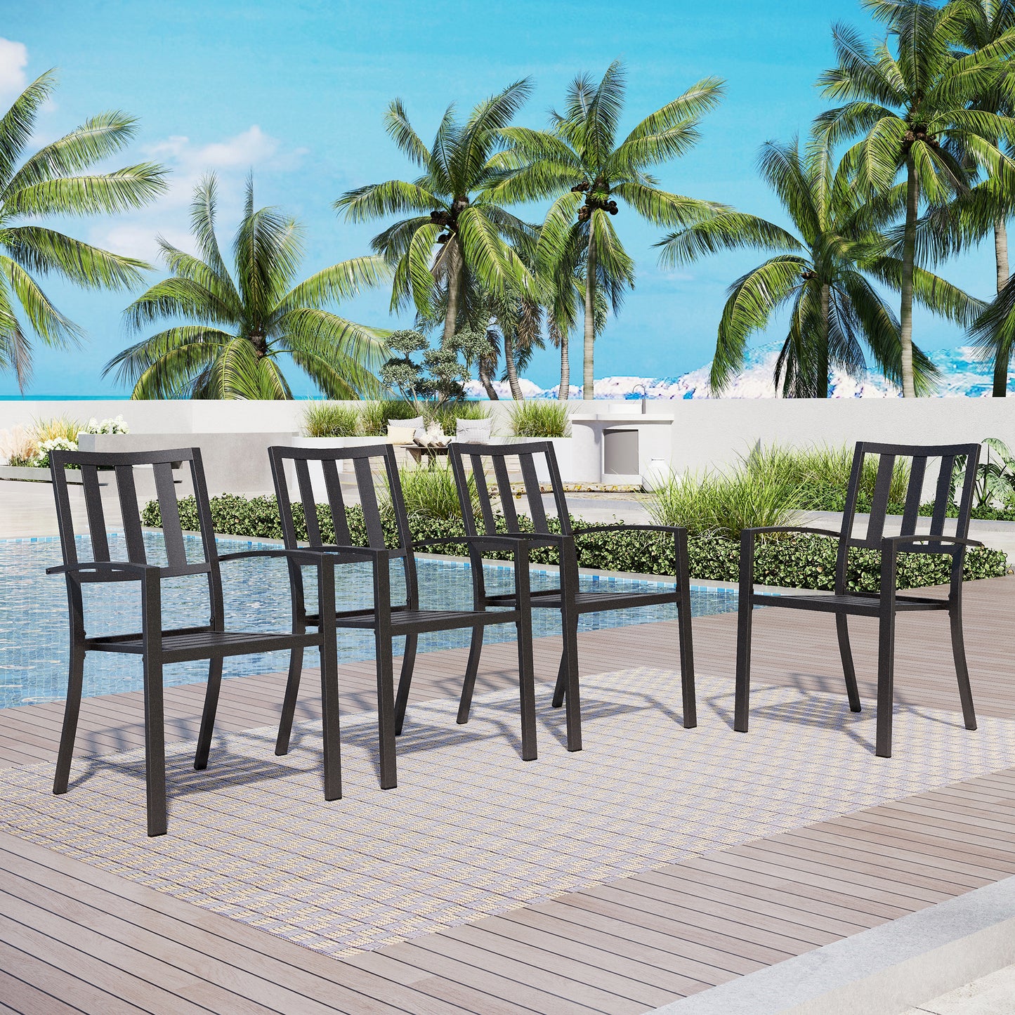 Captiva Designs Outdoor Patio Dining Chairs with Powder-coated Steel Frame