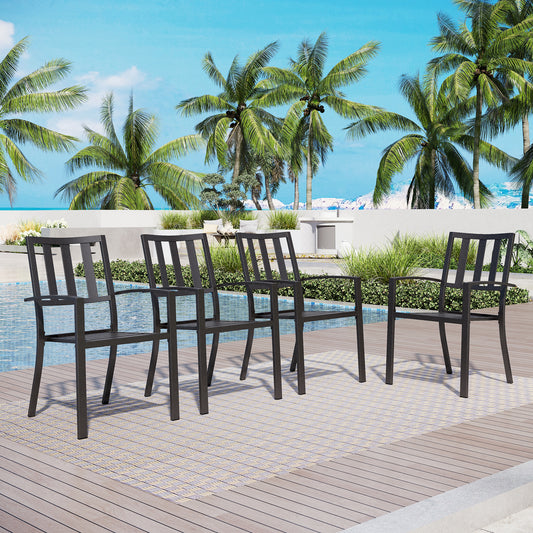 Captiva Designs Outdoor Patio Dining Chairs with Powder-coated Steel Frame