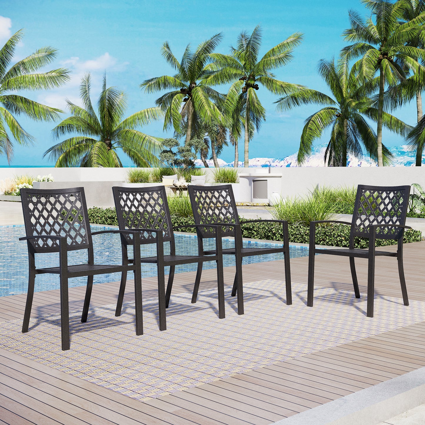 Captiva Designs Outdoor Patio Dining Chairs with Powder-coated Steel Frame