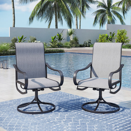 Captiva Designs Outdoor Dining Breathable Quick-dry Sling Steel Chairs with 360 Degree Swivel