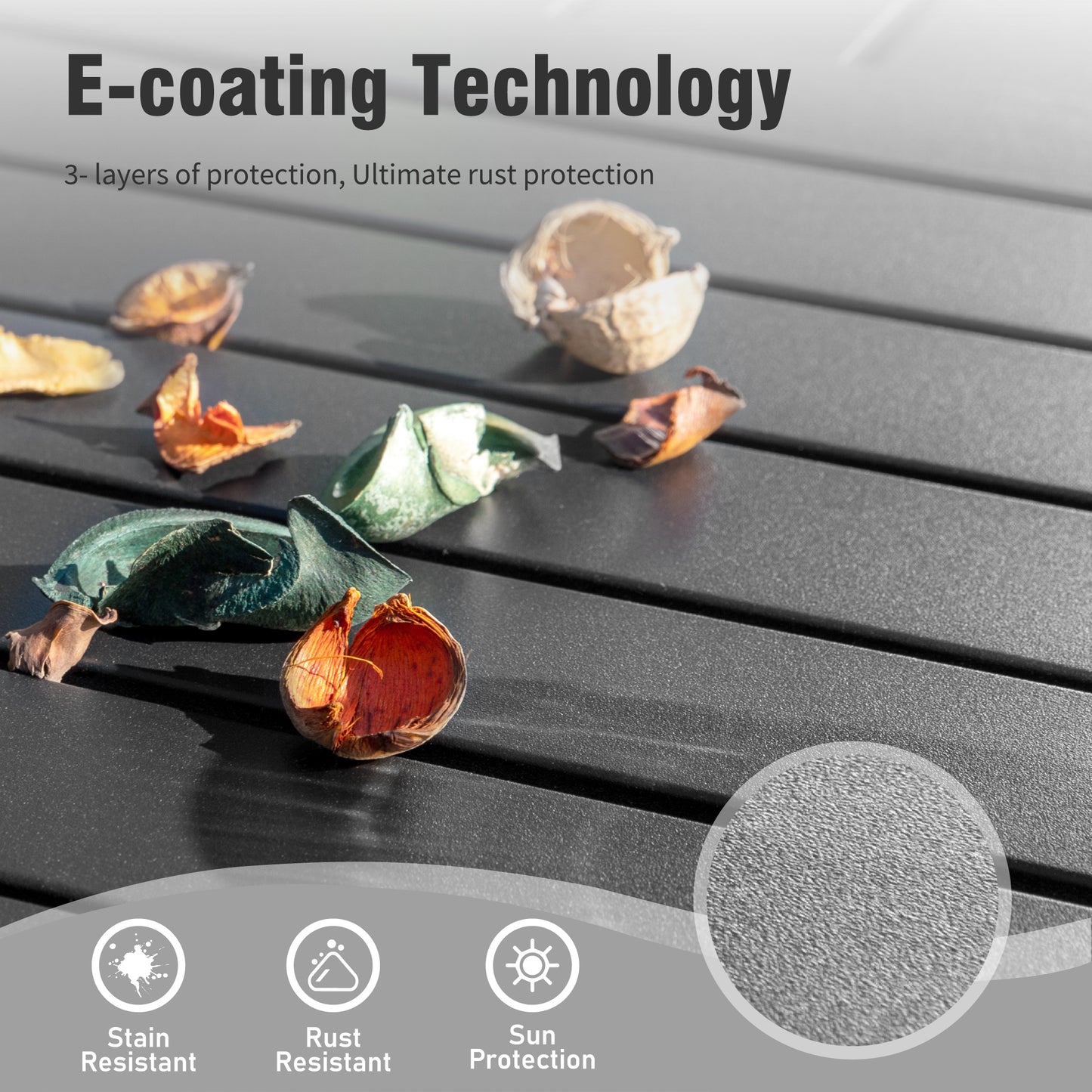 Captiva Designs 5pc Outdoor Patio Steel Dining Table & Metal Chairs with Stripe Back