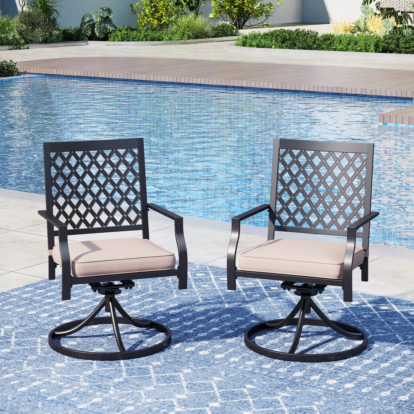 Captiva Designs 2pc Outdoor Patio Dining Chairs with Steel Frame and Ventilated Backs