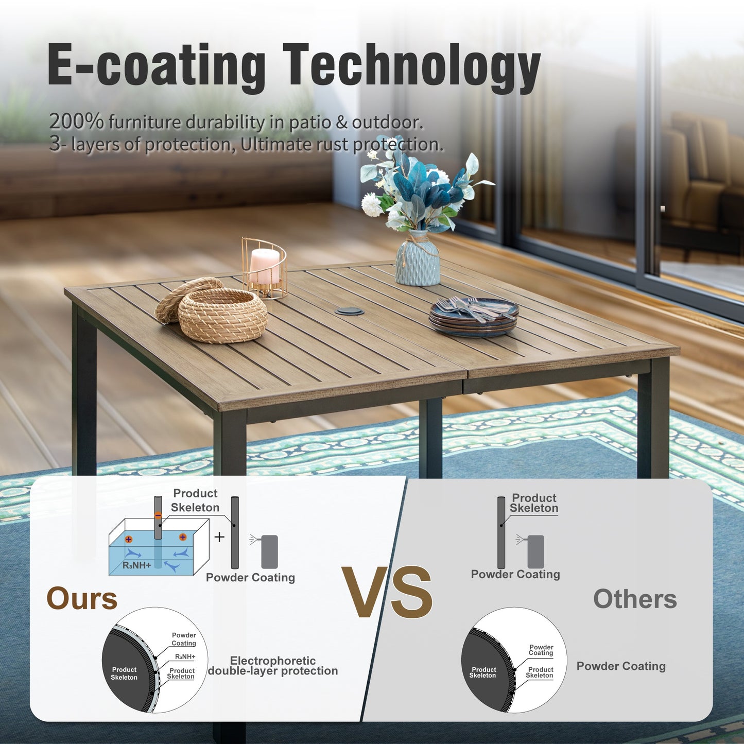 Captiva Designs 5pc Outdoor Patio Steel Dining Table & Stylish Cushioned Metal Chairs