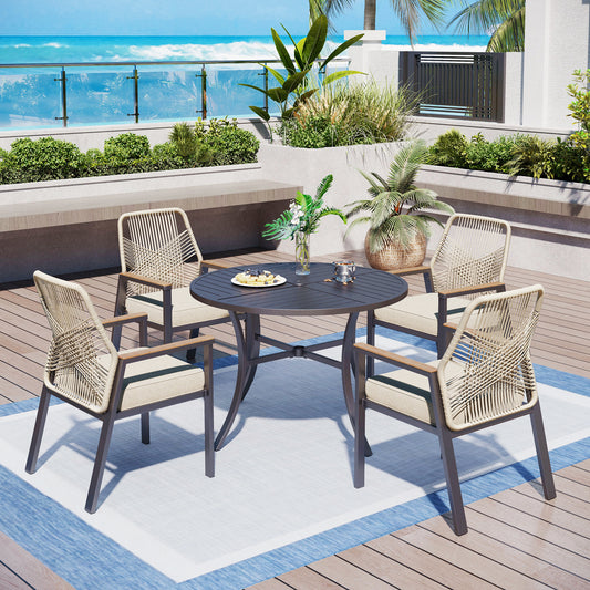 Captiva Designs 2 件相思木露台餐椅，带全天候超大藤条座椅和靠背