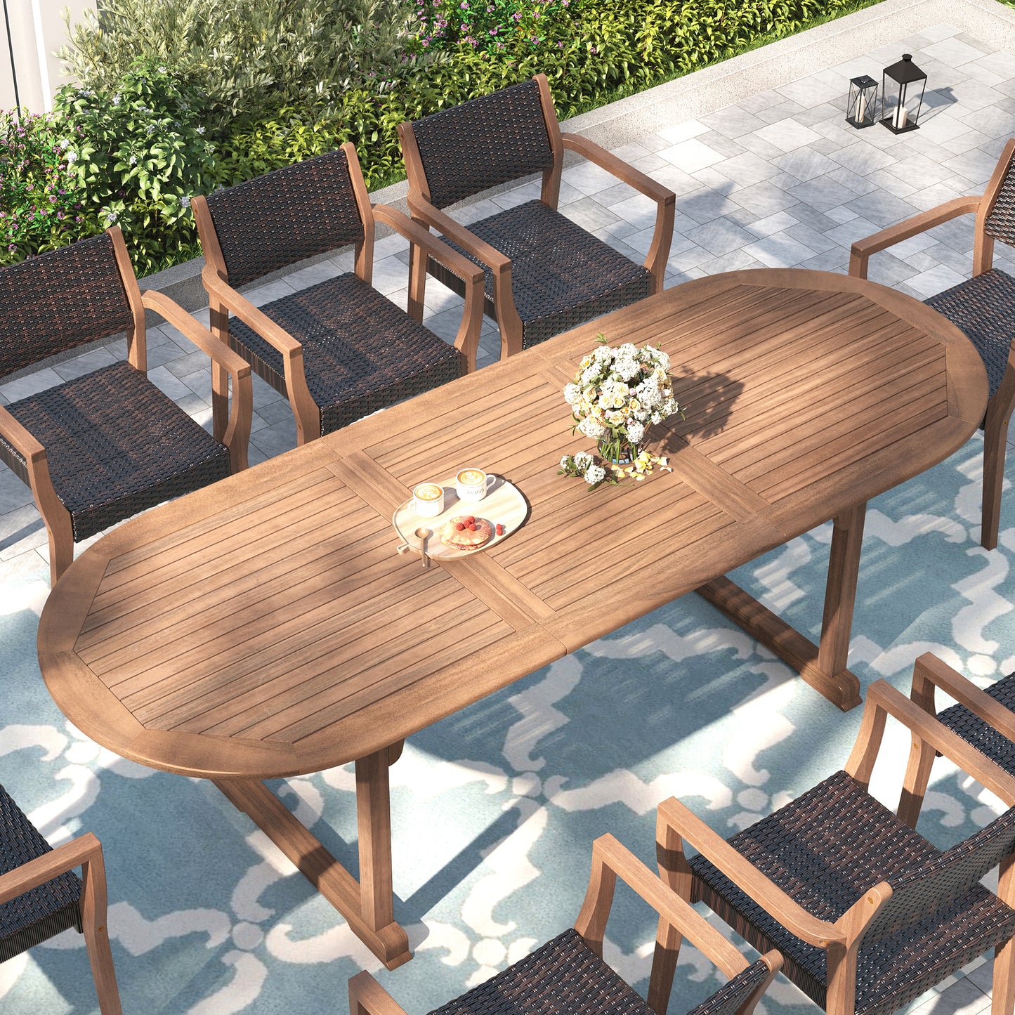 Captiva Designs 1pc Outdoor Patio Acacia Wood Dining Table with Steel Frame