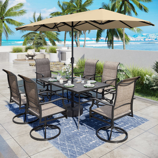Captiva Designs 1 件式露台餐厅可扩展板条顶矩形可调节钢桌