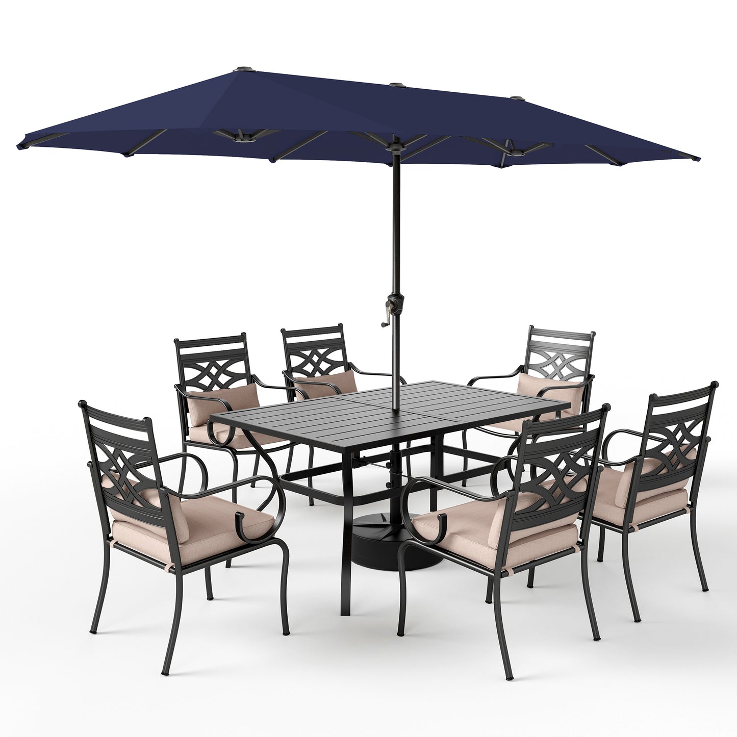 Captiva Designs 5 件套露台户外木质餐桌椅套装，配有 4 把藤椅和 1 张相思木方桌