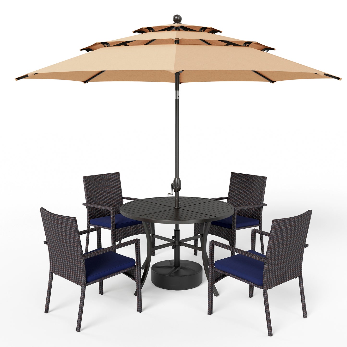 Captiva Designs 1 件户外餐厅板顶矩形金属桌，带伞孔