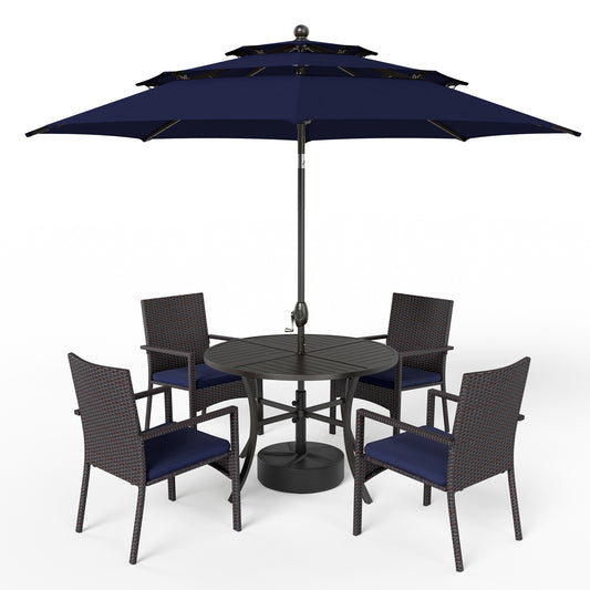 Captiva Designs 1 件户外餐厅板顶矩形金属桌，带伞孔