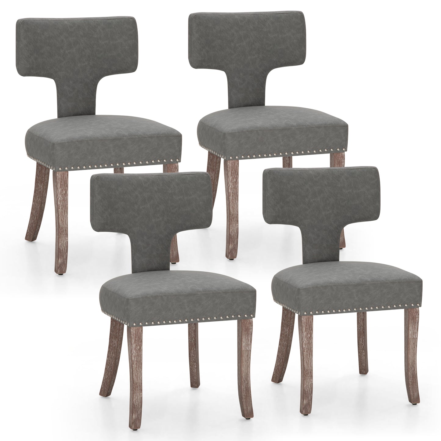 Captiva Designs Dining Chairs with Curved Backrest & Padded Seat & Solid Wood Legs