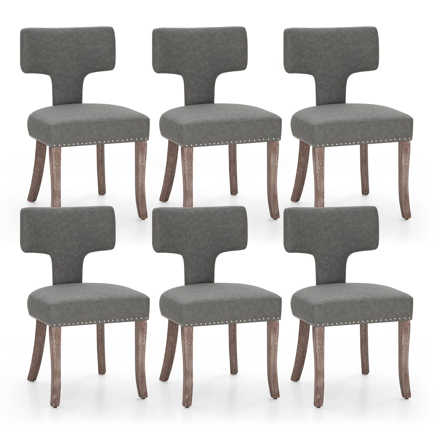 Captiva Designs Dining Chairs with Curved Backrest & Padded Seat & Solid Wood Legs
