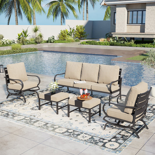 Captiva Designs 5 PCS Patio Furniture Conversation Set with Rocking Armchairs for Garden  Porch Backyard