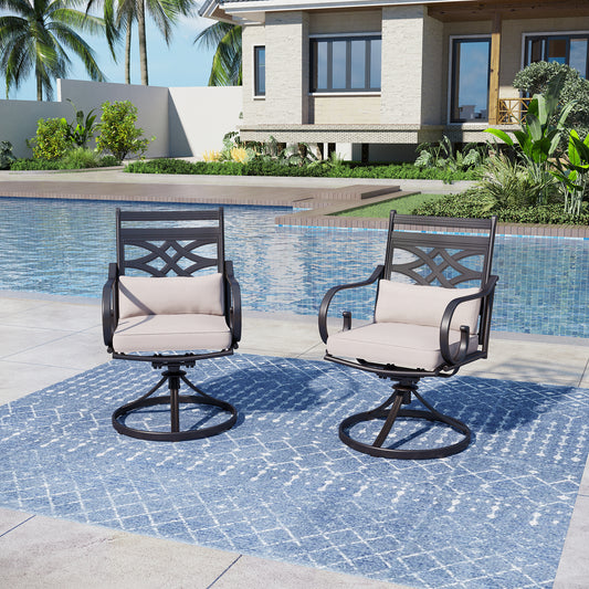Captiva Designs Outdoor Patio Dining Floral Back Steel Chairs with Thick Seat & Back Cushion