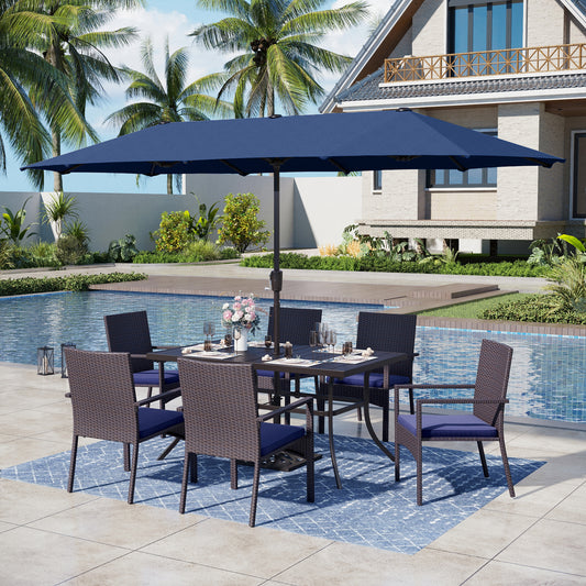Captiva Designs 5 件套户外餐桌椅套装，配有方形高脚吧台桌和加固底座 Textilene 旋转吧台凳