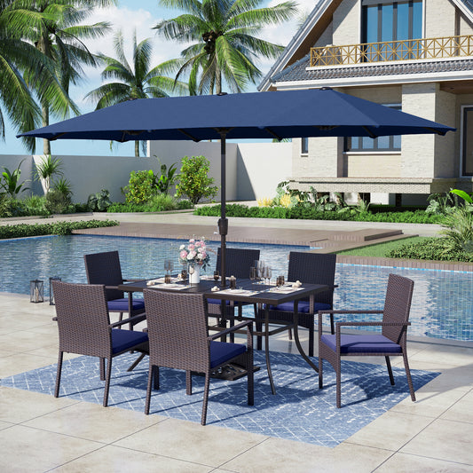Captiva Designs 5 件套户外餐桌椅套装，配有方形高脚吧台桌和加固底座 Textilene 旋转吧台凳
