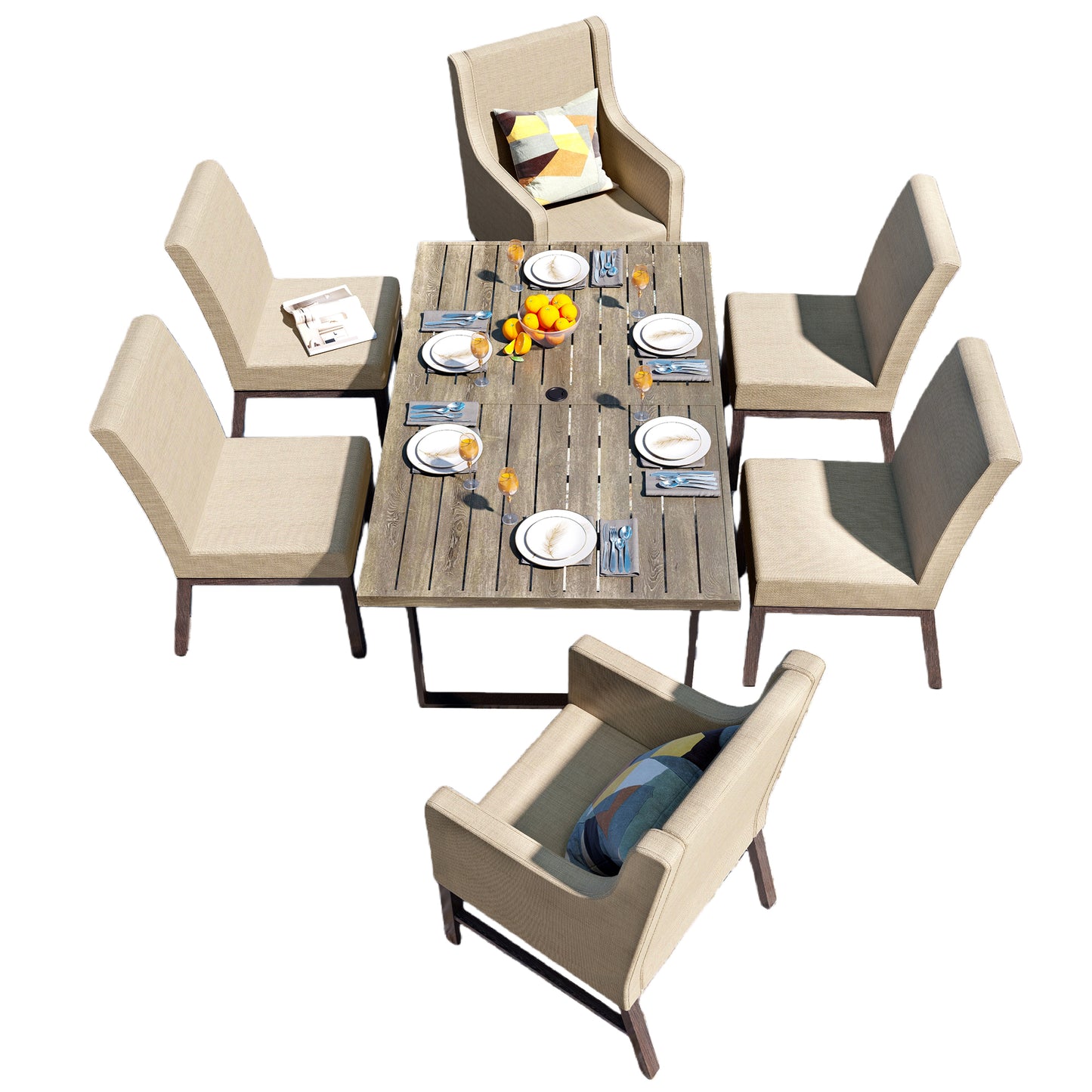 Captiva Designs 7pc Kitchen Furniture Set with Steel Dining Table & Cushioned Metal Chairs