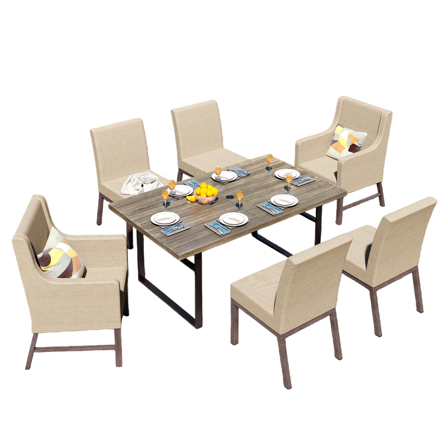 Captiva Designs 7pc Kitchen Furniture Set with Steel Dining Table & Cushioned Metal Chairs