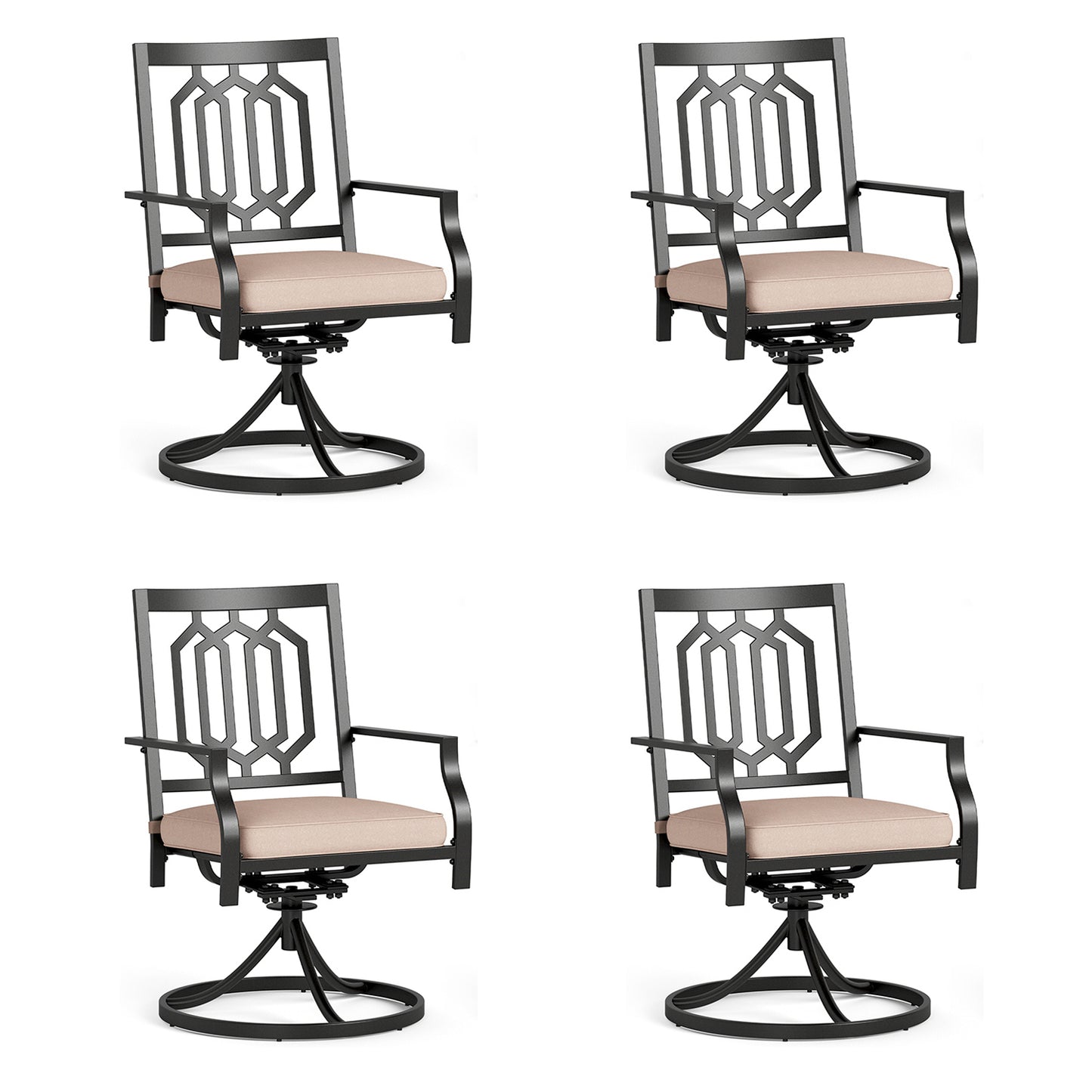 Captiva Designs Outdoor Patio Dining Swivel Steel Chairs with Thick Cushions