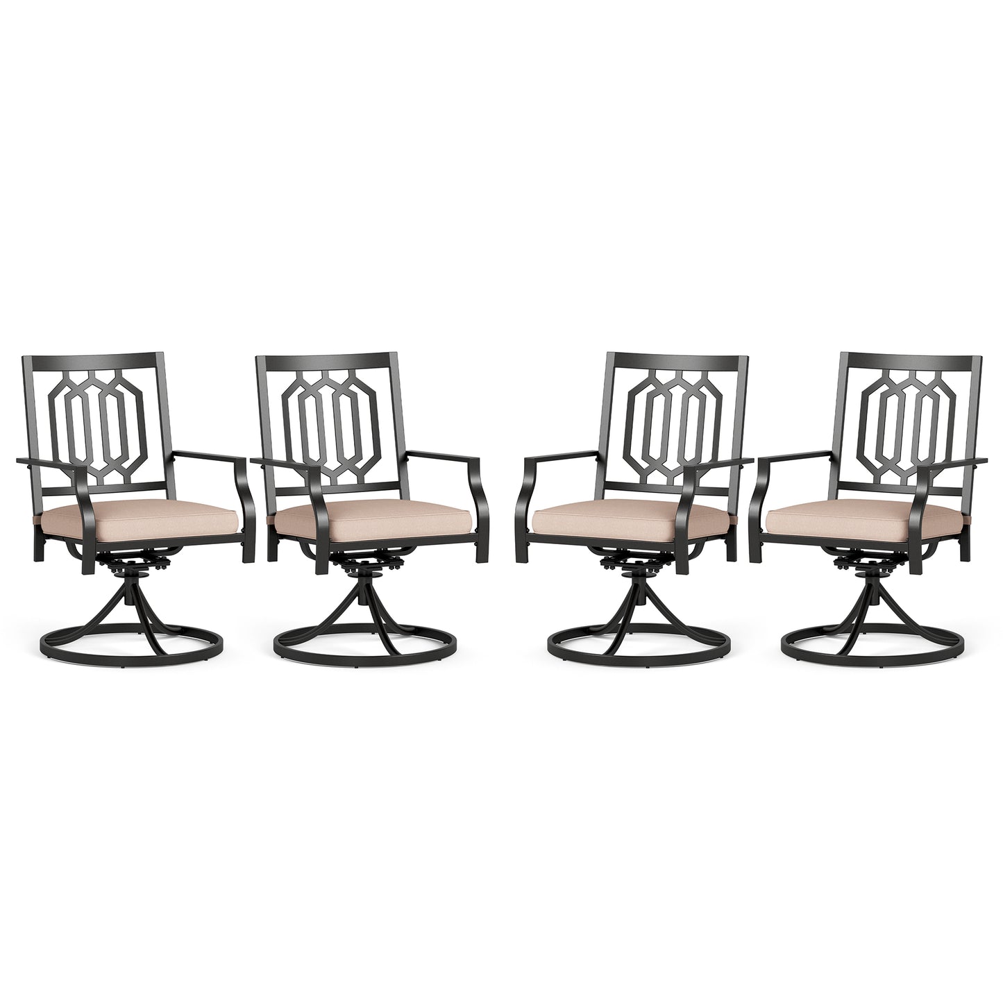 Captiva Designs Outdoor Patio Dining Swivel Steel Chairs with Thick Cushions
