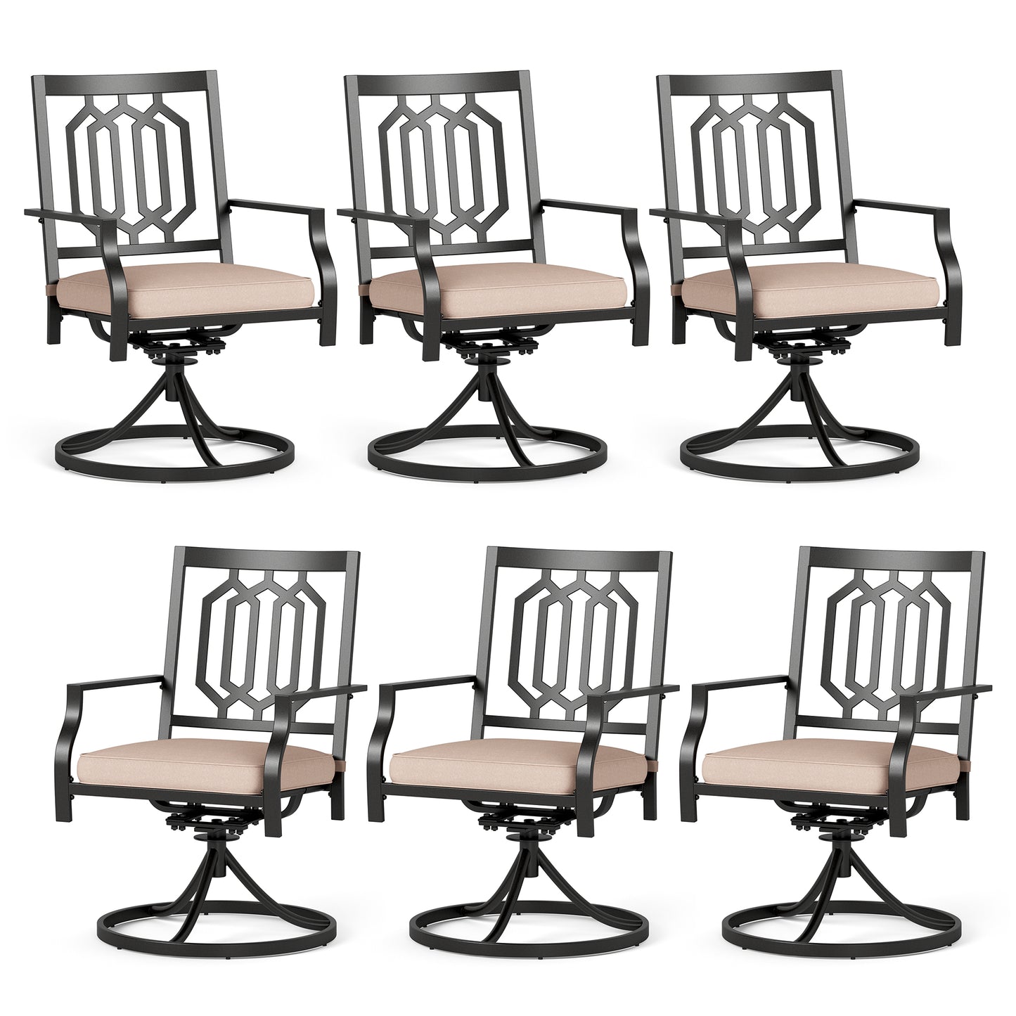 Captiva Designs Outdoor Patio Dining Swivel Steel Chairs with Thick Cushions