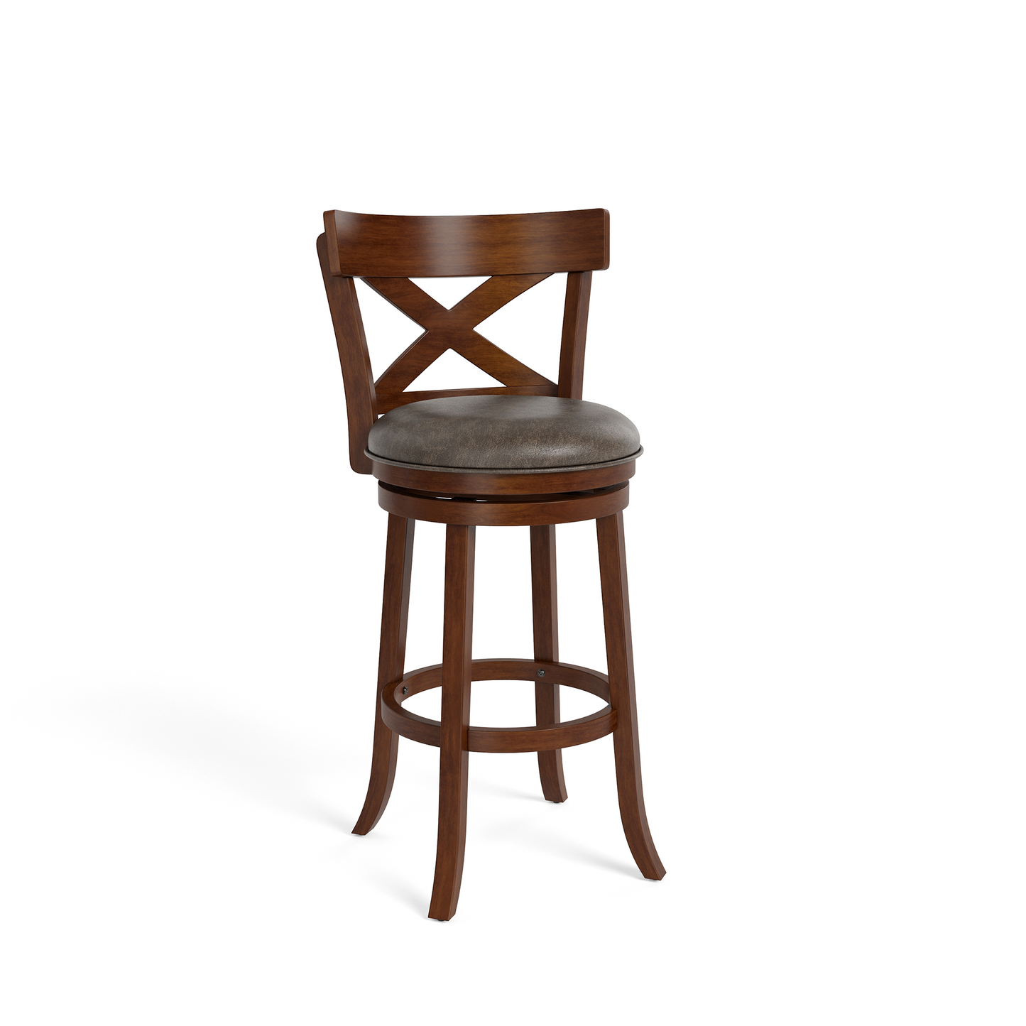 Captiva Designs Counter & Bar Height Swivel Bar Stools with Faux Leather Upholstered Seat & Rubberwood Frame & Wrap-Around Footrest