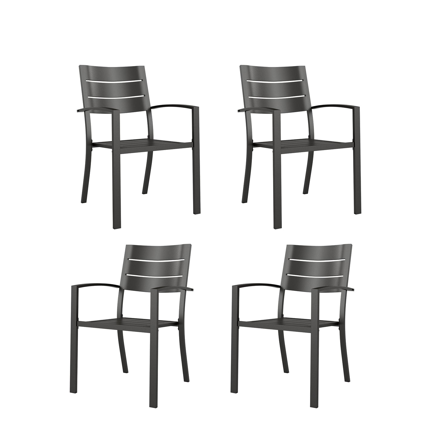 Captiva Designs Outdoor Patio Stackable Dining Chairs with Steel Frame and Breathable Stripe Back