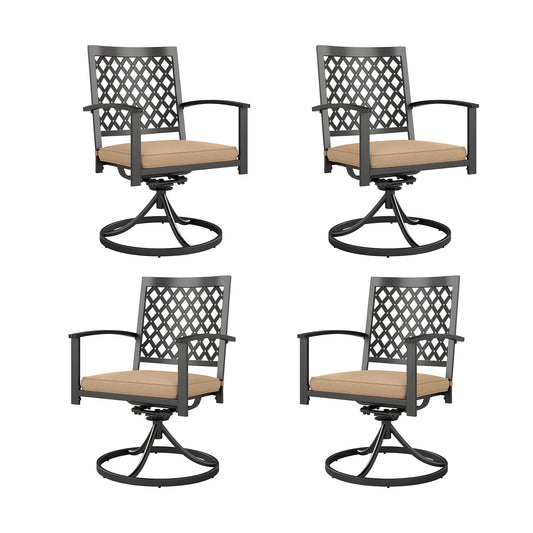 Captiva Designs Outdoor Patio Dining Swivel Steel Chairs with Thick Cushions