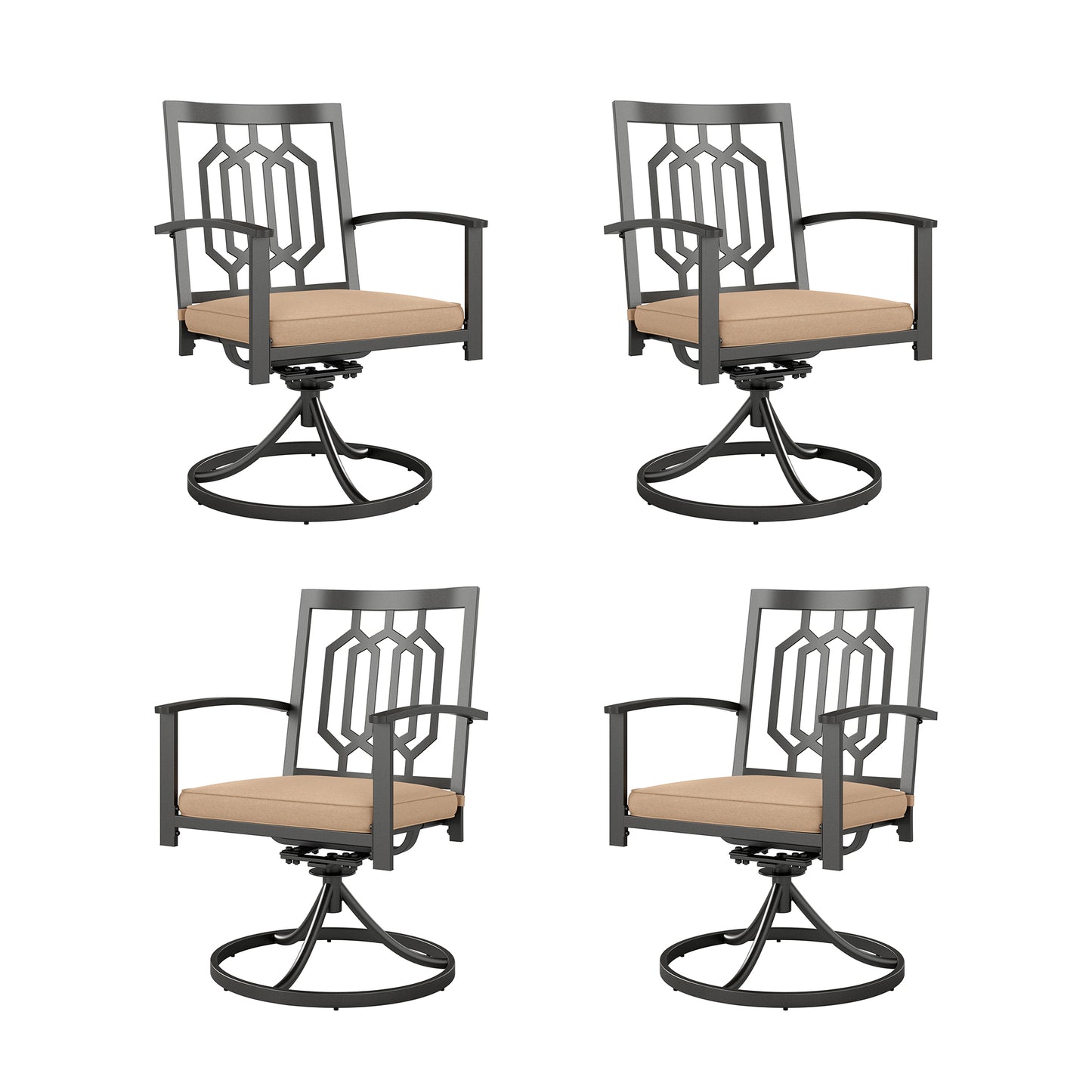 Captiva Designs Outdoor Patio Dining Swivel Steel Chairs with Thick Cushions