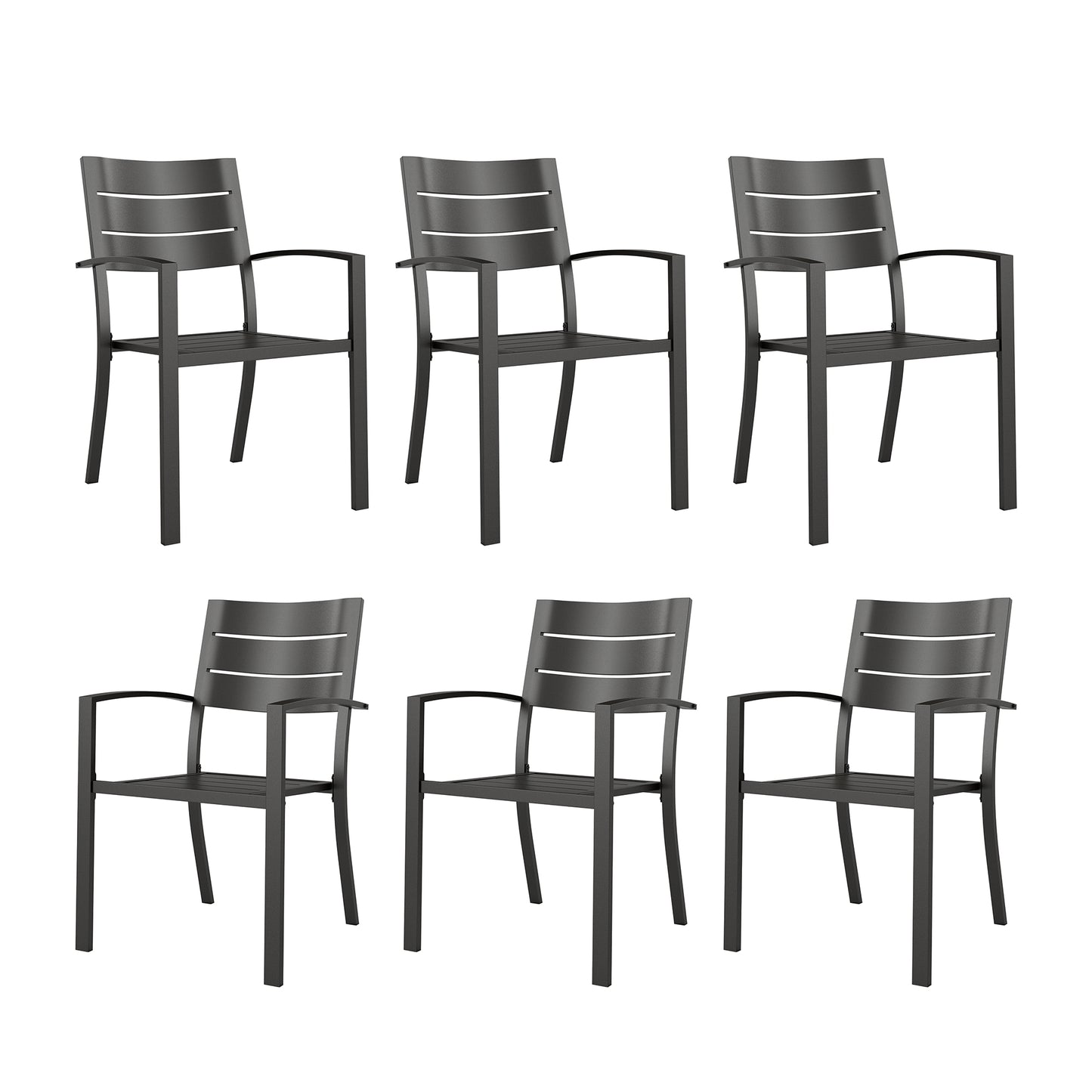 Captiva Designs Outdoor Patio Stackable Dining Chairs with Steel Frame and Breathable Stripe Back