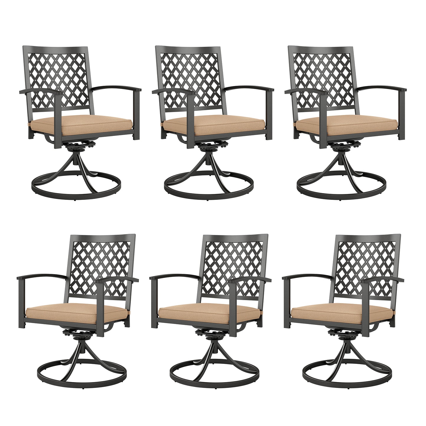 Captiva Designs Outdoor Patio Dining Swivel Steel Chairs with Thick Cushions