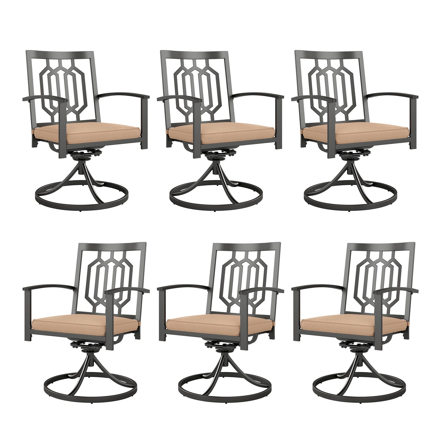 Captiva Designs Outdoor Patio Dining Swivel Steel Chairs with Thick Cushions
