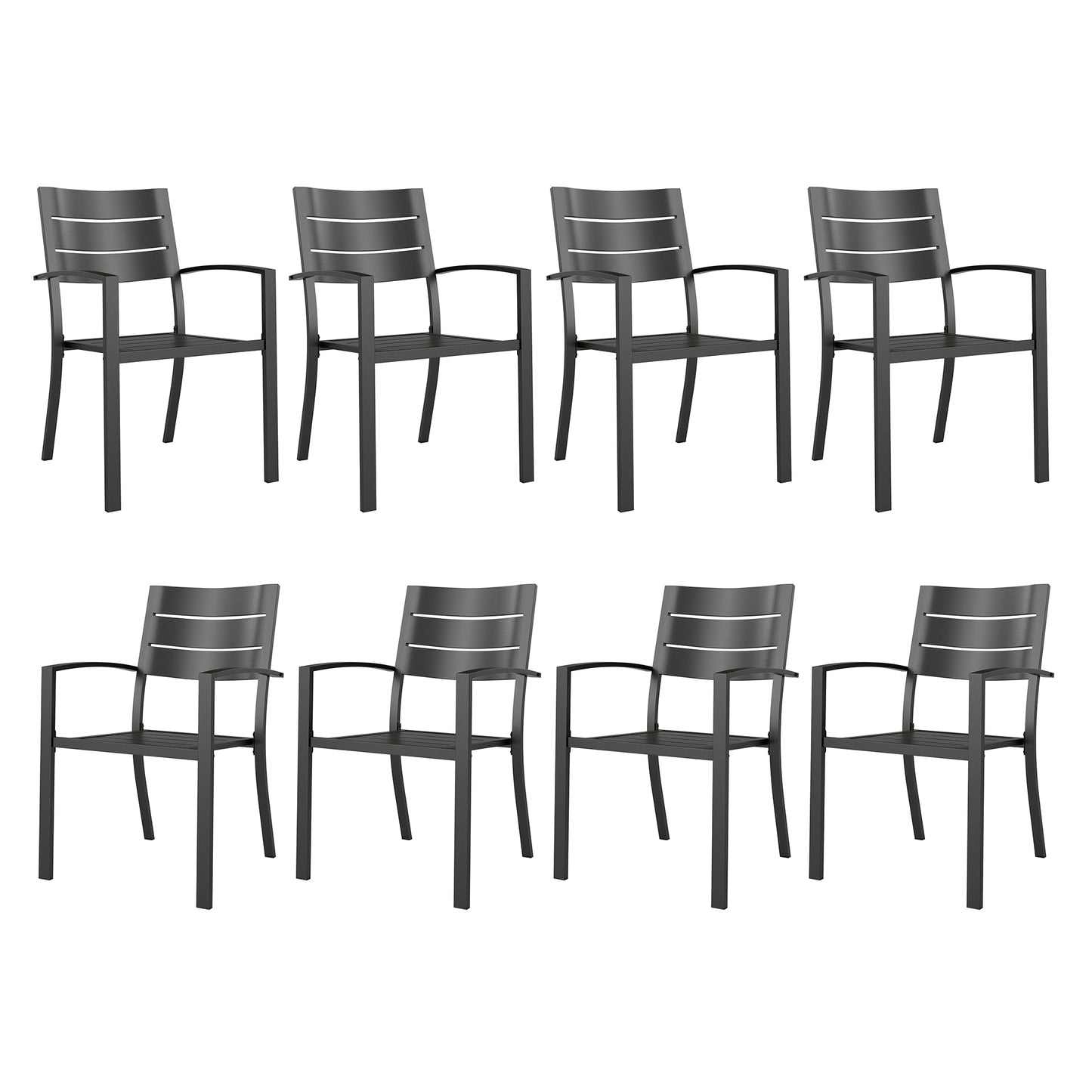Captiva Designs Outdoor Patio Stackable Dining Chairs with Steel Frame and Breathable Stripe Back