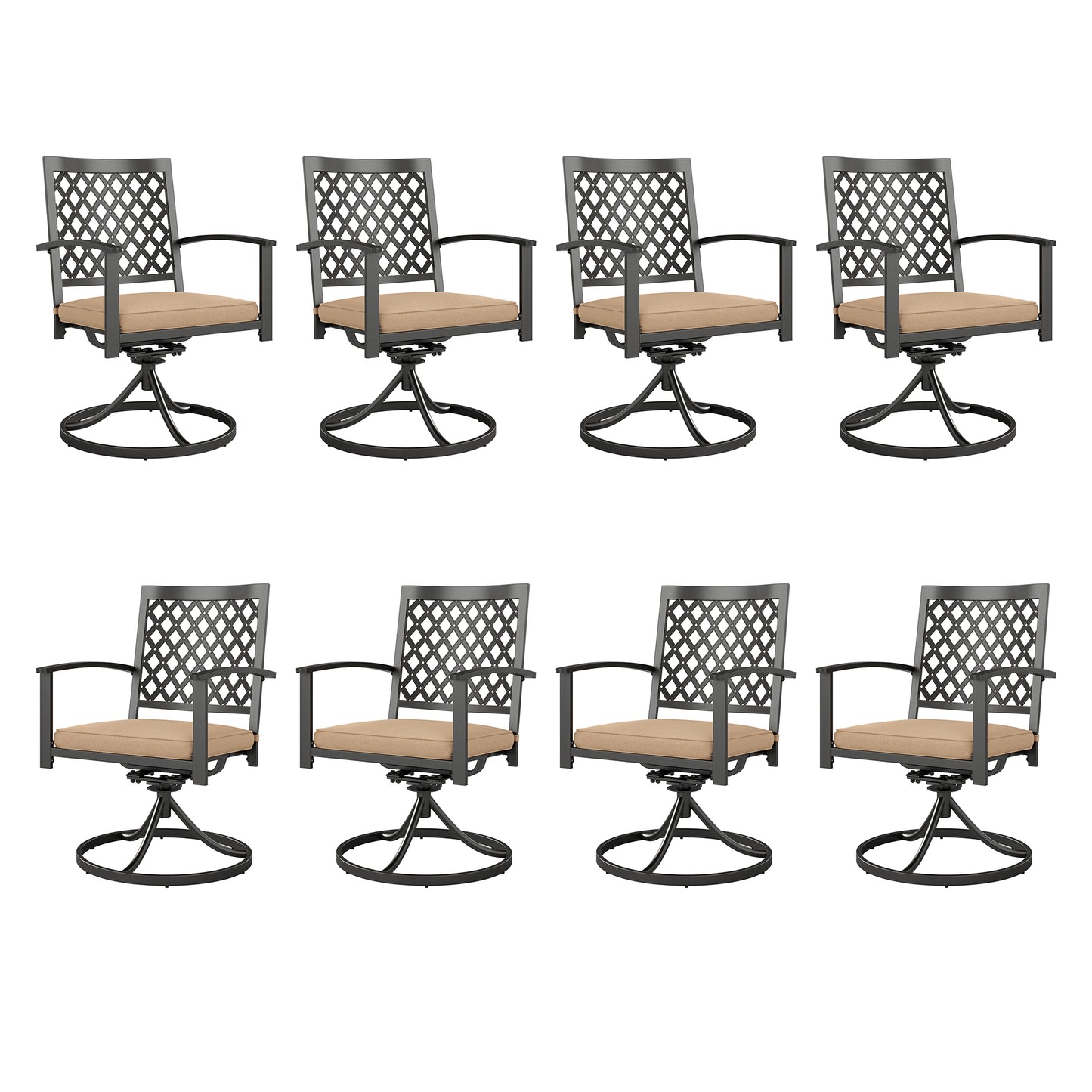 Captiva Designs Outdoor Patio Dining Swivel Steel Chairs with Thick Cushions