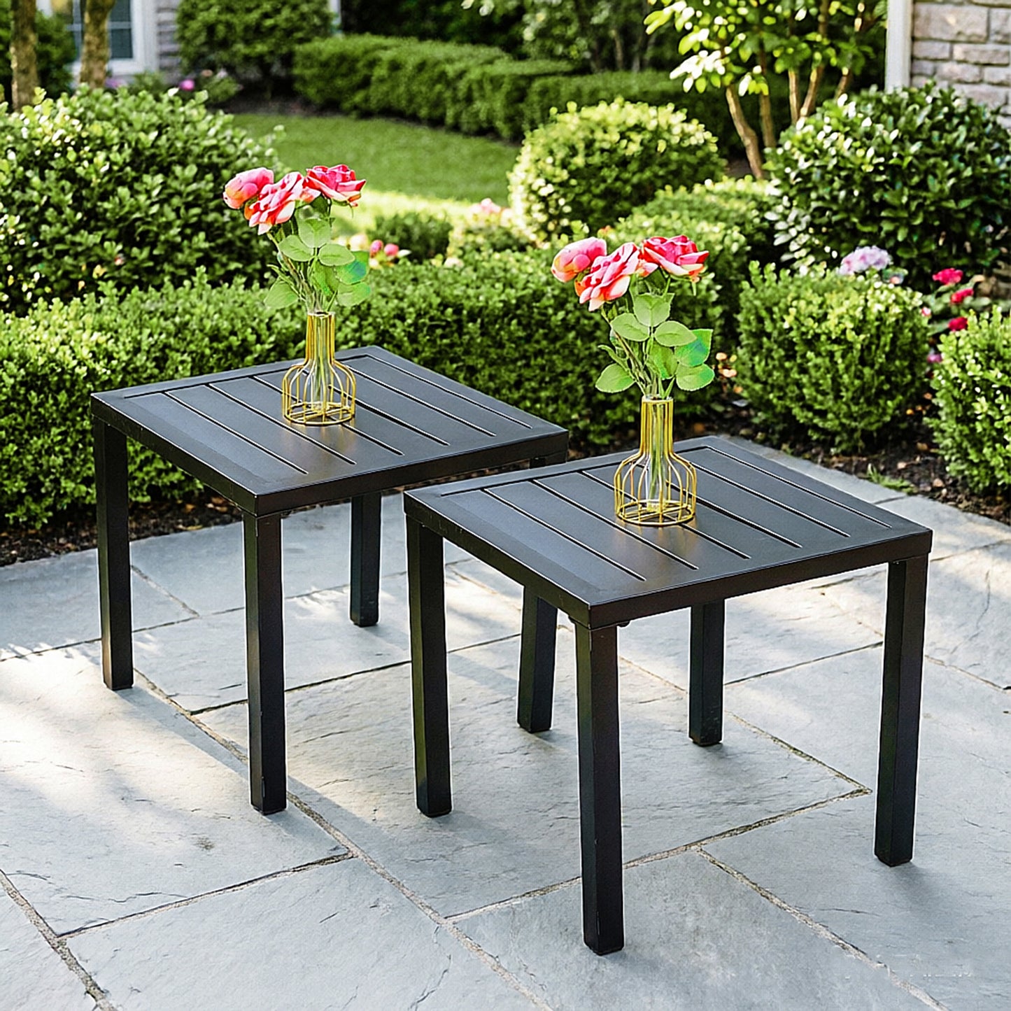 Captiva Designs Outdoor Patio Dining Table with Powder-coated Steel Frame