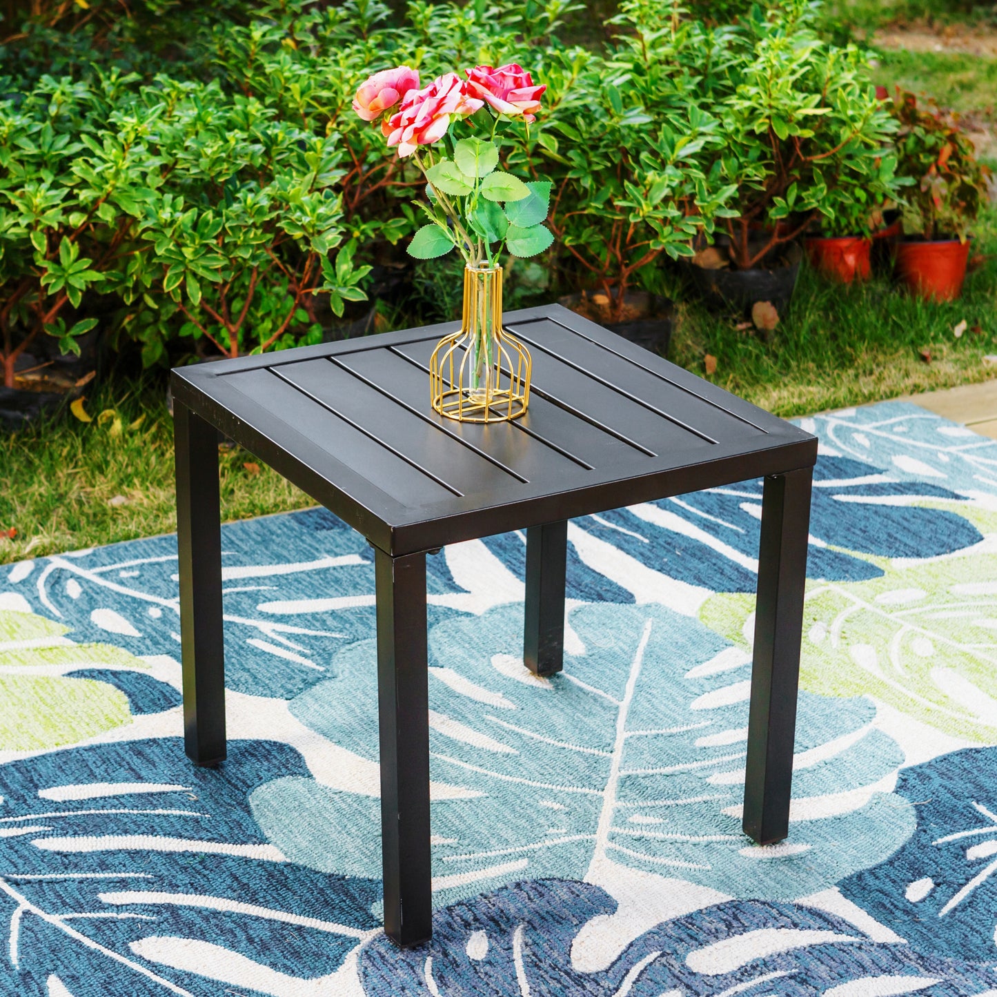 Captiva Designs Outdoor Patio Dining Table with Powder-coated Steel Frame