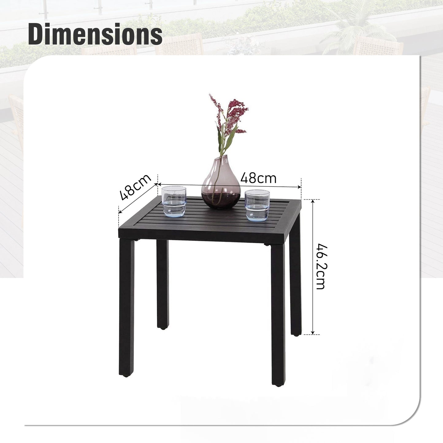 Captiva Designs Outdoor Patio Dining Table with Powder-coated Steel Frame